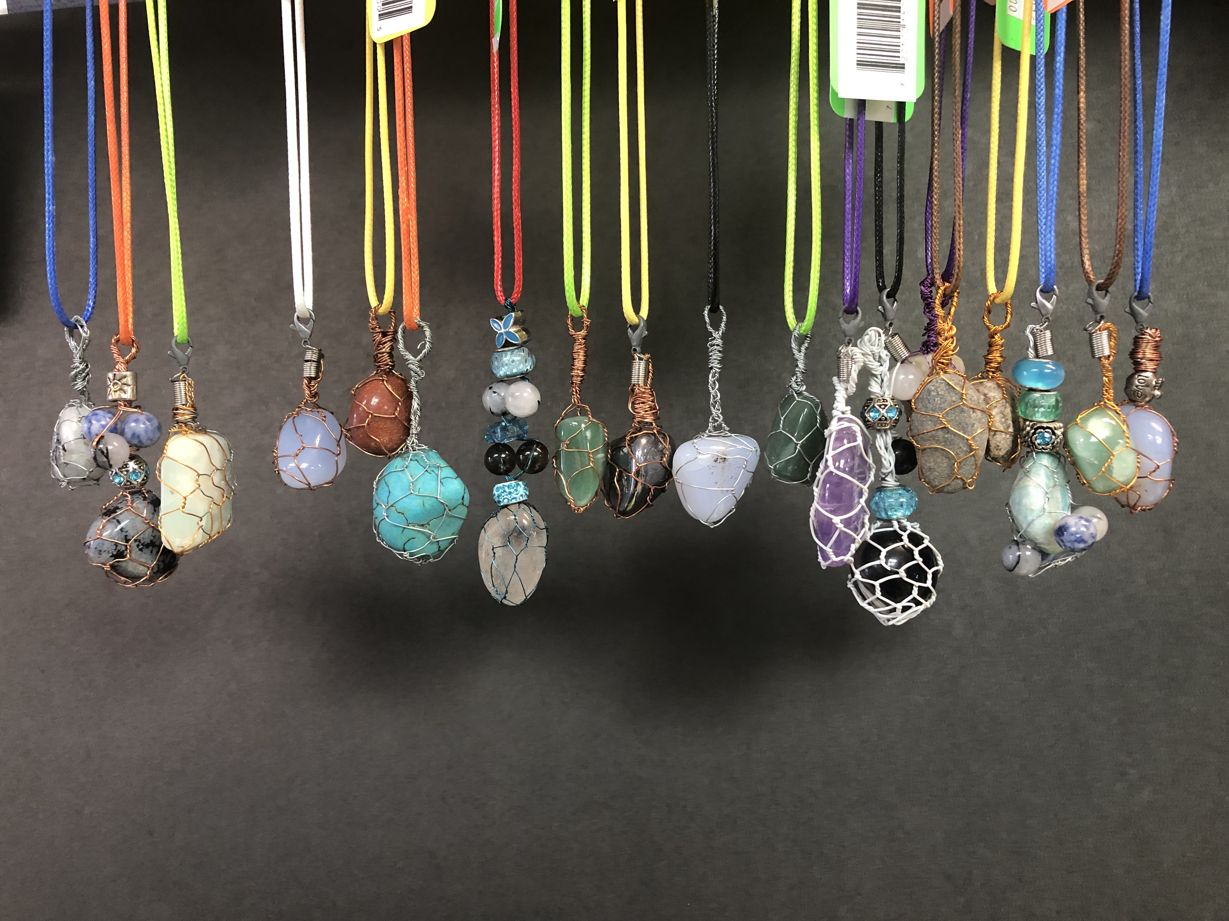 Wire wrapped crystal necklaces